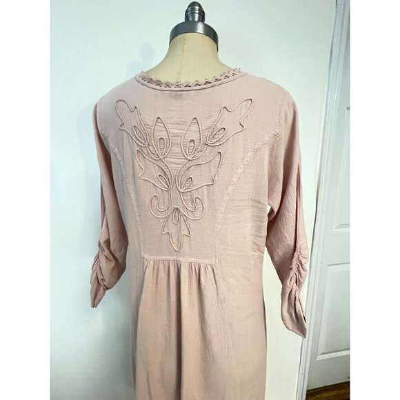 Soft Surroundings Genevieve Embroidered Dusty rose Bohemian Dress Petite Small P - Picture 5 of 6